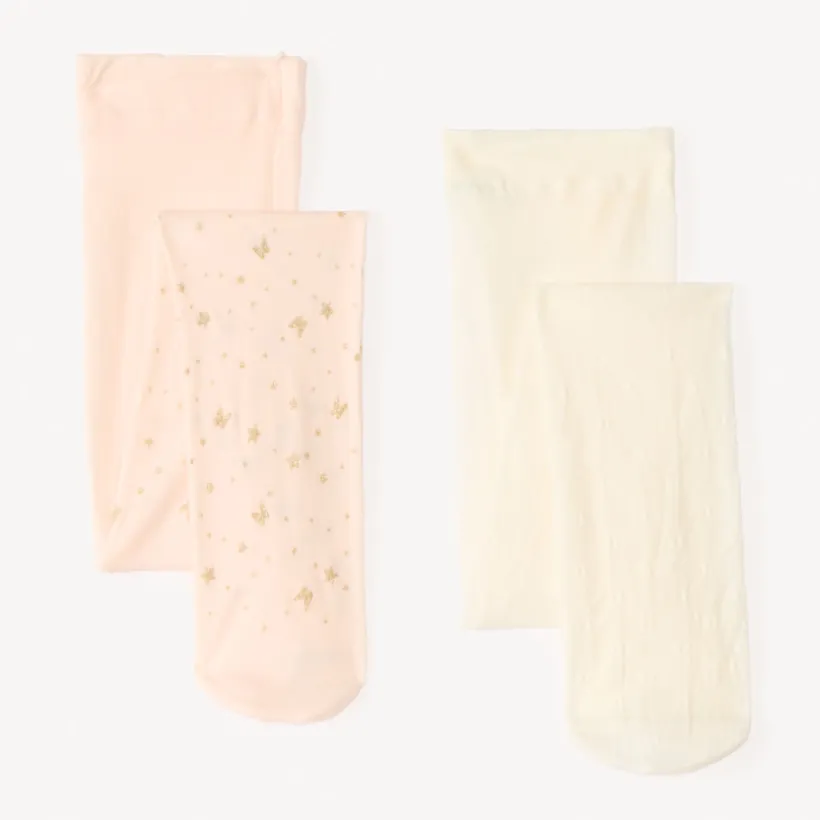 Set van 2 paar dunne maillots met vlinders voor meisjesbaby's