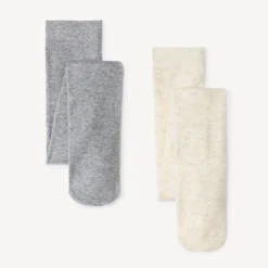 Set van 2 paar effen dikke panty's meisjes
