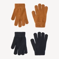 Set van 2 paar effen gebreide magische handschoenen jongens