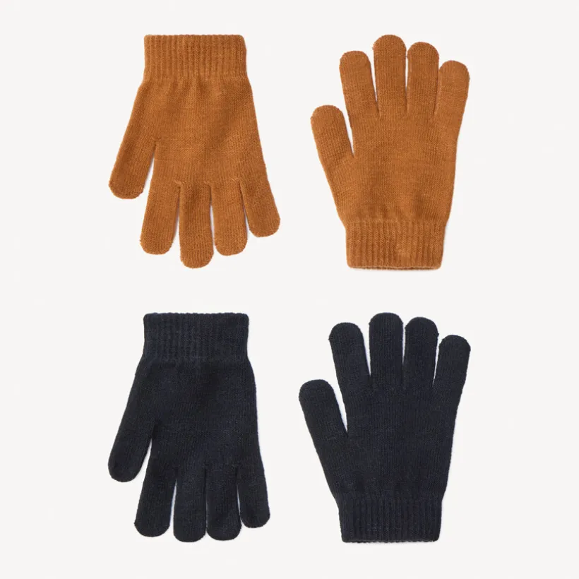 Set van 2 paar effen gebreide magische handschoenen jongens