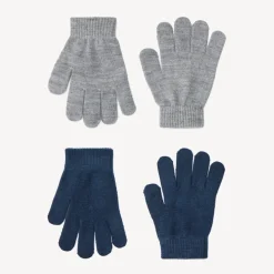 Set van 2 paar effen gebreide magische handschoenen jongens
