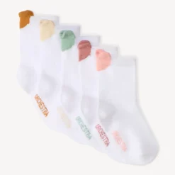 Set van 5 paar effen sokken met lipje voor babymeisje