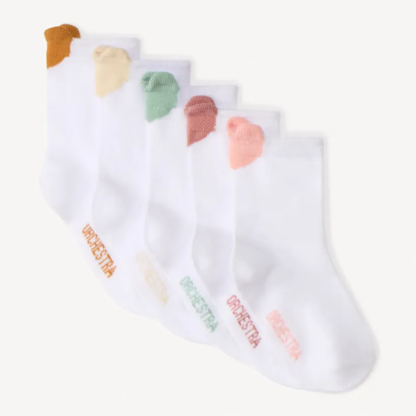 Set van 5 paar effen sokken met lipje voor babymeisje