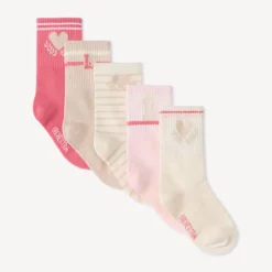 Set van 5 paar fantasievolle gewone sokken in jersey meisjes
