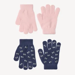 Set van 2 paar gebreide handschoenen met glinsterende details meisjes