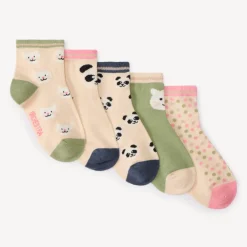 Set van 5 paar gewone dierenprint sokken meisjes
