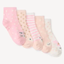 Set van 5 paar jacquardsokken met dierenprint meisjes