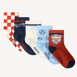 Set van 5 paar jongenssokken met vintage auto-motieven