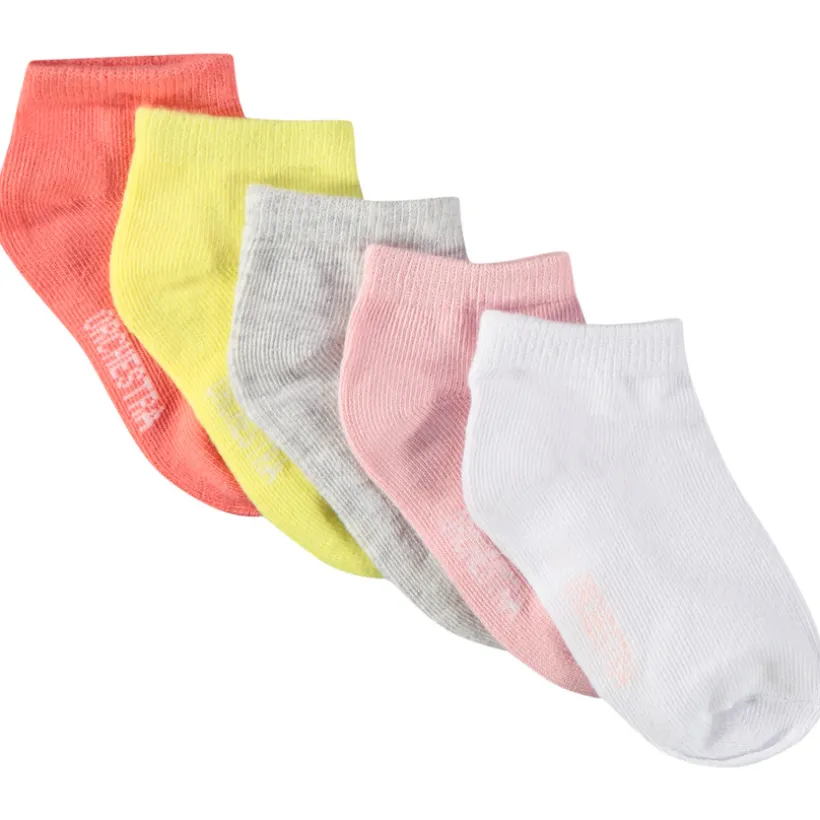 Set van 5 paar korte effen sokken meisjes