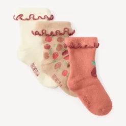 Set van 3 paar sokken voor meisjes met appelmotief