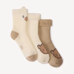 Set van 3 paren babysokken met berenmotief