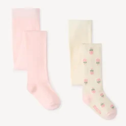 Set van 2 paren dikke fantasiepanty's voor babymeisje