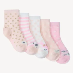 Set van 5 paren fantasievolle gewone babysokken meisjes