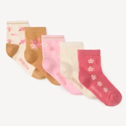 Set van 5 paren normale sokken met bloemen meisjes