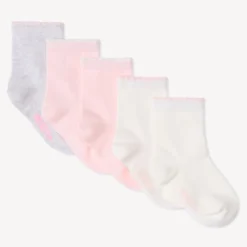 Set van 5 paren sokken met gerimpelde rand voor babymeisje