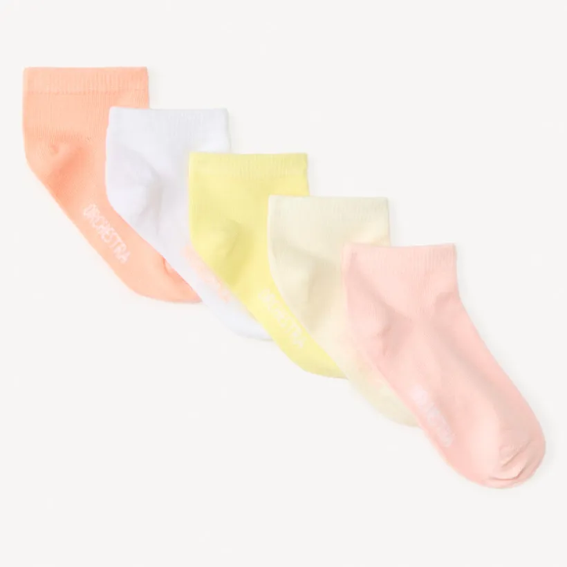 Set van 5 paren van korte effen sokken meisjes