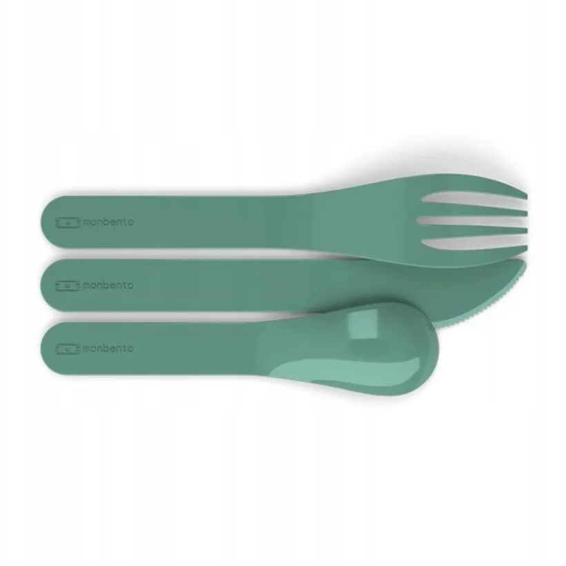 Set van 3 plastic besteksets PLA Green