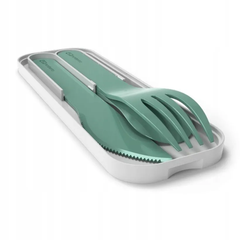 Set van 3 plastic besteksets PLA Green