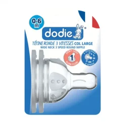 Set van 2 platte siliconen spenen met wijde hals en 3 snelheden 0-6 maanden - Langzame doorstroming
