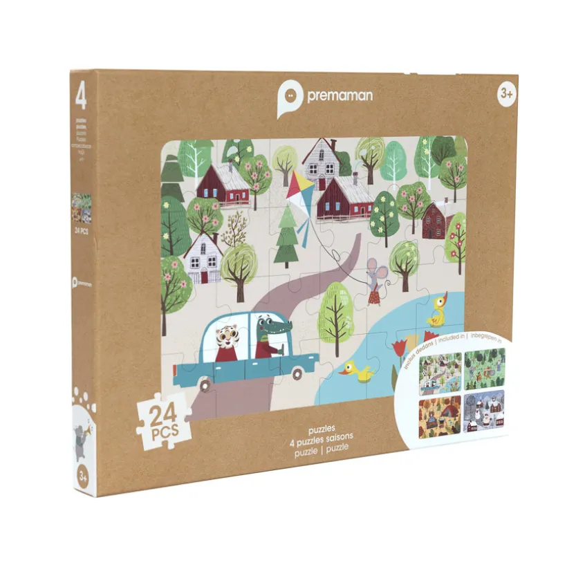 Set van 4 puzzels van 24 stukjes over de 4 seizoenen Prémaman vanaf 3 jaar