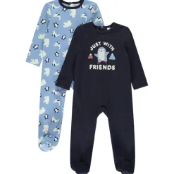 Set van 2 pyjama motieven Pingouin voor baby jongen met verschillende openingen afhankelijk van de leeftijd