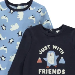 Set van 2 pyjama motieven Pingouin voor baby jongen met verschillende openingen afhankelijk van de leeftijd