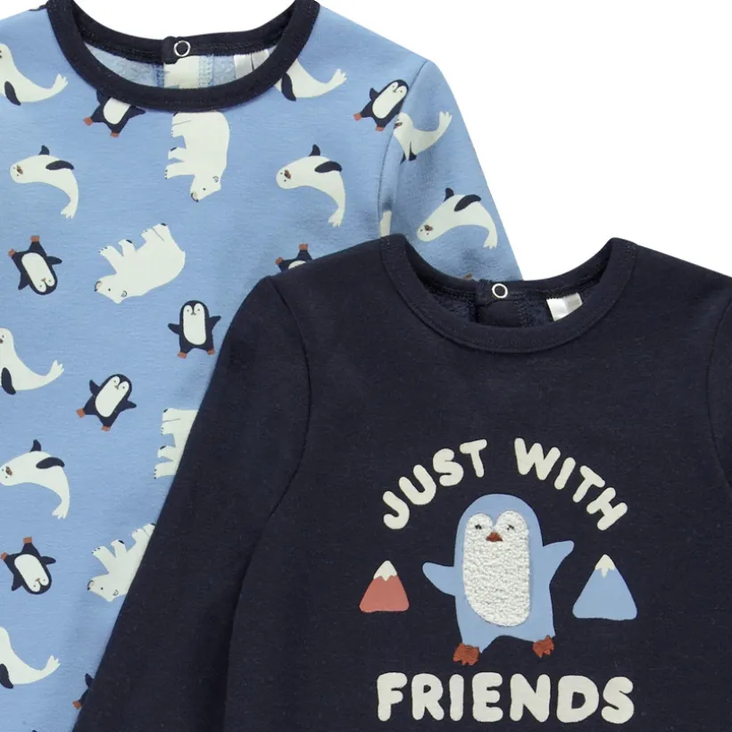 Set van 2 pyjama motieven Pingouin voor baby jongen met verschillende openingen afhankelijk van de leeftijd