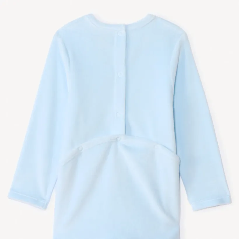 Set van 3 pyjama's in fluweel voor babymeisje met verschillende sluitingen volgens leeftijd