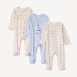 Set van 3 pyjama's met banquise-motieven voor babyjongens, met verschillende sluitingen volgens leeftijd