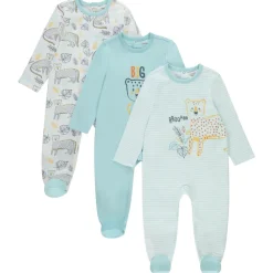 Set van 3 pyjama's met dierenmotieven voor babyjongens met verschillende openingen afhankelijk van de leeftijd