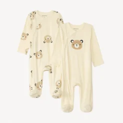 Set van 2 pyjama's met een berenmotief voor baby's met verschillende openingen afhankelijk van de leeftijd
