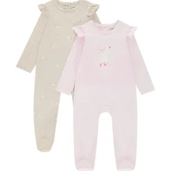 Set van 2 pyjama's met eendenmotief voor baby meisjes met verschillende openingen volgens de leeftijd