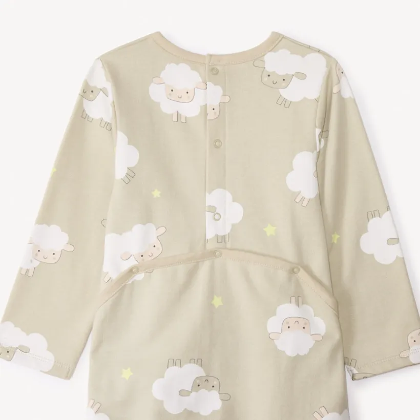 Set van 2 pyjama's met schapenprint voor baby met verschillende sluitingen volgens leeftijd