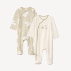 Set van 2 pyjama's met schapenprint voor baby met verschillende sluitingen volgens leeftijd