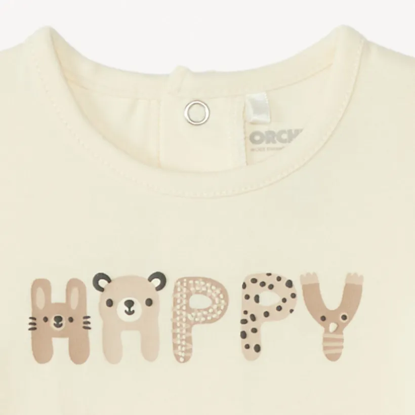 Set van rompertje + broekje + slabbetje met berenprint voor babyjongens