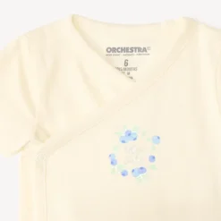 Set van 5 rompertjes met bosbessenmotieven voor babymeisjes, met verschillende openingen afhankelijk van de leeftijd.