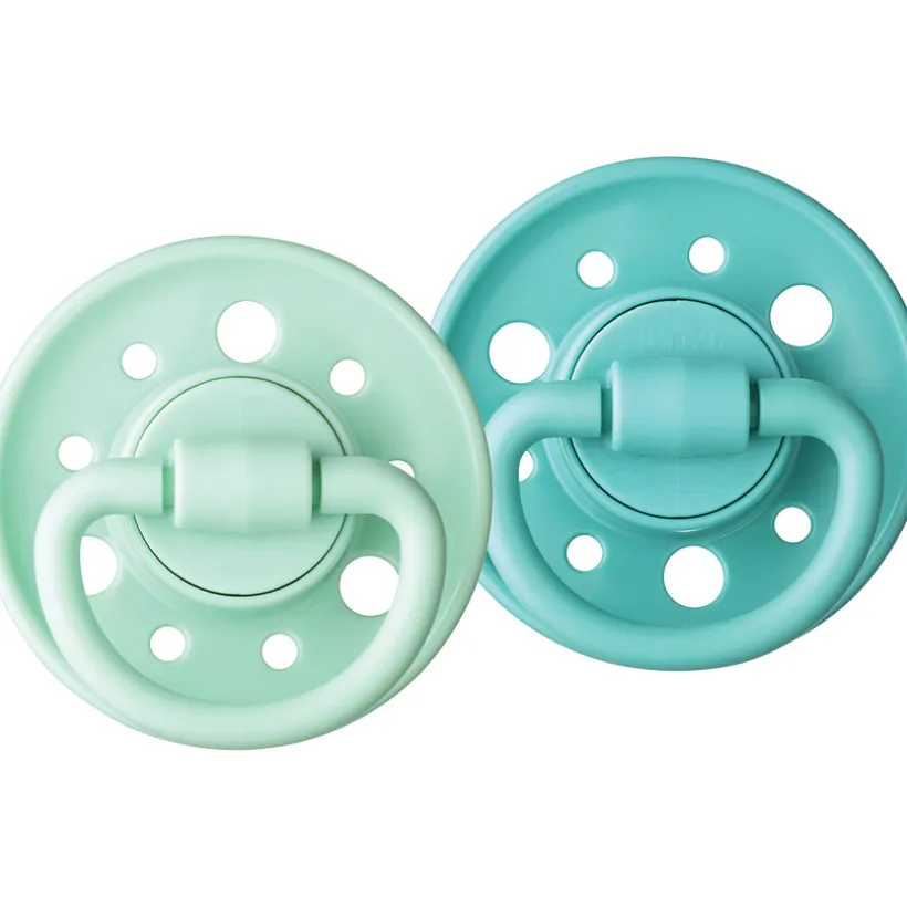 Set van 2 ronde fopspenen Gaïa 6M+ groen en pastelgroen
