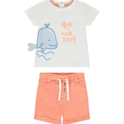 Set van short en t-shirt met walvisprint voor babyjongens
