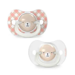 Set van 2 silicone fopspenen SX Pro 0-6M Wild&Free dag/nacht roze