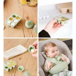 Set van siliconen bakjes en Fruit knabbelaar