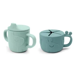 Set van 2 siliconen bekers Deer friends blauw