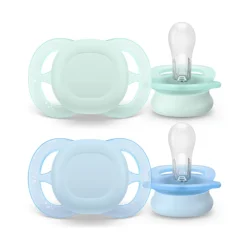 Set van 2 siliconen fopspenen 0-2M Ultra Start eenkleurig
