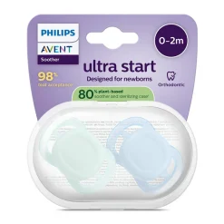 Set van 2 siliconen fopspenen 0-2M Ultra Start eenkleurig