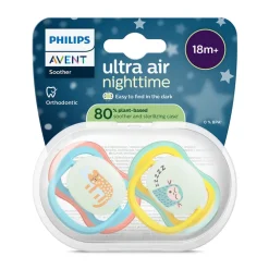 Set van 2 siliconen fopspenen 18M+ Ultra Air voor de nacht, versierd