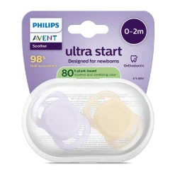 Set van 2 siliconen fopspenen 0-2M Ultra Start uni