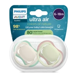 Set van 2 siliconen fopspenen 6-18M Ultra Air effen