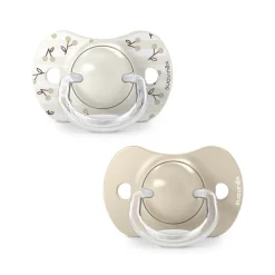 Set van 2 siliconen fopspenen SX Pro 0-6M Birdies beige
