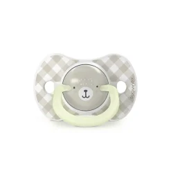 Set van 2 siliconen fopspenen SX Pro 0-6M Wild&Free dag/nacht grijs