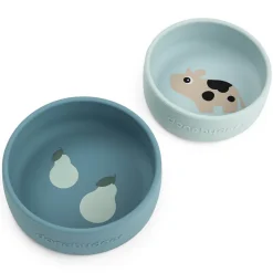 Set van 2 siliconen kommen Dotti Blauw