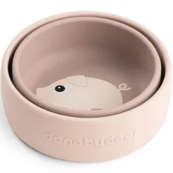 Set van 2 siliconen kommen Pigee Roze